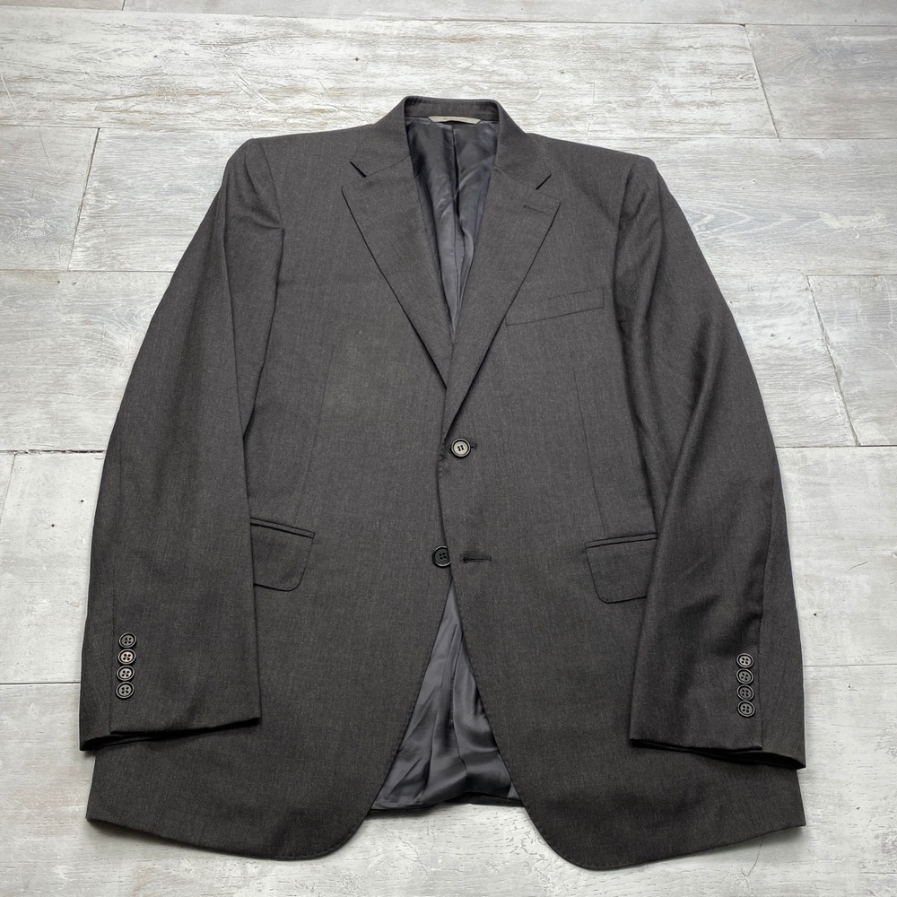 Canali Blazer Mens 42R IT 52 Charcoal Grey 100% Wool 2 Button Sport Coat Italy